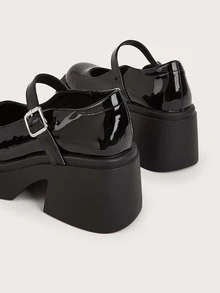 女性時尚復古甜美風圓頭瑪麗珍防水台鞋 - 黑色 - 查看 5