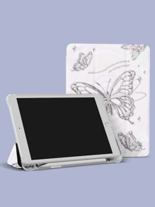 Fairycore 银色蝴蝶保护壳适用于带笔架的 iPad,支持自动睡眠/唤醒盖 - 彩色 - 查看 5