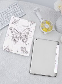 Fairycore 银色蝴蝶保护壳适用于带笔架的 iPad,支持自动睡眠/唤醒盖 - 彩色 - 查看 4