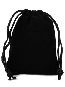 5 Piece 1Pack, Drawstring Design Jewelry Storage Bag,Black Velvet Jewelry Pouch Bag For Necklace Earrings Jewelry Use - Black - View 3