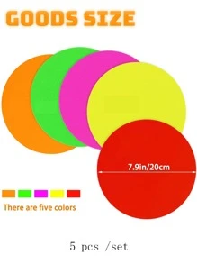 20/10/5件套霓虹灯圆形卡片发光装饰双面荧光纸发光盘，生日派对用品 - 彩色 - 查看 3