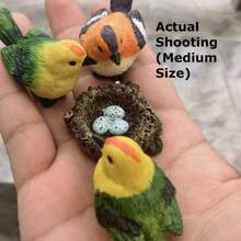 4入組 3入組鳥 和 1入組鳥巢（小/中/大），樹脂工藝品裝飾，裝飾 DIY，創意裝飾，可愛仿真鳥巢，園藝，盆景裝飾配件，鳥蛋，微景觀裝飾品 - 彩色 - 查看 10