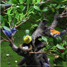 4入組 3入組鳥 和 1入組鳥巢（小/中/大），樹脂工藝品裝飾，裝飾 DIY，創意裝飾，可愛仿真鳥巢，園藝，盆景裝飾配件，鳥蛋，微景觀裝飾品 - 彩色 - 查看 7