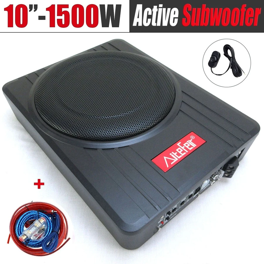 10 Inch 1500W Car UnderSeat Sub Woofer Active Powered Amplifier Bass Enclosed Subwoofer System