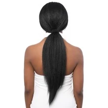 蕾絲前長款蓬鬆直髮人造假髮 - 黑色 - 查看 6