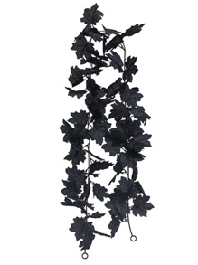 1pc Halloween Black Imitation Maple Leaf Wreath, Artificial Flower Wreath, Halloween Decoration, Party Household Background Decoration