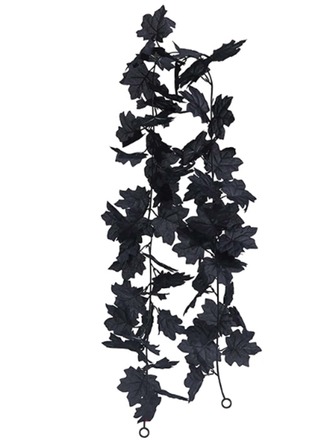 1入組萬聖節黑色人造楓葉花環,擬真花花環,萬聖節裝飾用品,派對家用背景裝飾用品