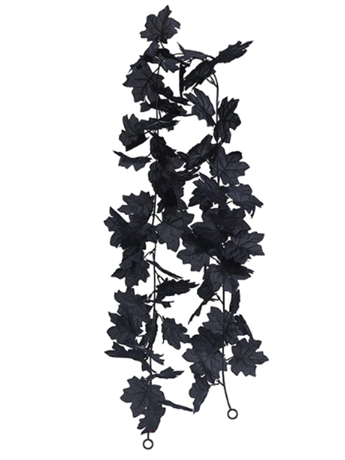 1pc Halloween Black Imitation Maple Leaf Wreath, Artificial Flower Wreath, Halloween Decoration, Party Household Background Decoration