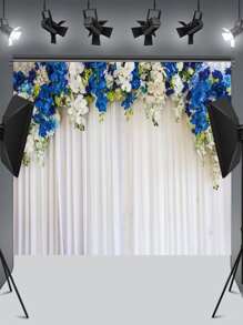 1 pieza azul & blanco flor Fondo paño para boda , de cumpleaños con fiesta Decoración foto Fondo muro - Multicolor - Ver 2