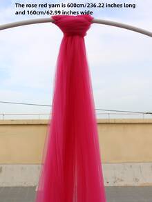 6m Pink Romantic Tulle Fabric Chair Back Cover For Wedding Party Decoration - Hot Pink - View 2