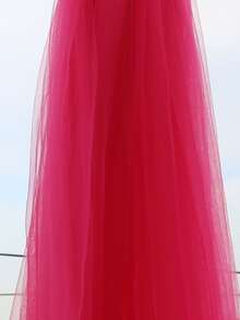 6m Pink Romantic Tulle Fabric Chair Back Cover For Wedding Party Decoration - Hot Pink - View 3