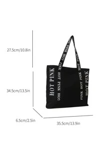 Túi xách cỡ lớn, kiểu dáng thường ngày, túi đeo vai cho học sinh, túi xách thời trang phong cách nước ngoài, túi tote vải canvas màu hồng tươi in chữ, túi đeo vai bền nhẹ, túi đựng laptop tiện dụng cho người đi làm, túi cho mẹ, ba lô, thích hợp cho trường học, hoạt động ngoài trời, leo núi, thể thao, dã ngoại. - màu đen - Xem 5