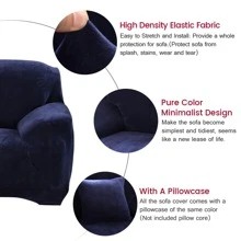 1/2/3/4 Seaters Sofa Covers Stretch Velvet Couch Covers Soft Sofa Slip Covers Furniture Covers - Màu xanh hải quân - Xem 5