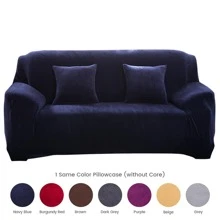1/2/3/4 Seaters Sofa Covers Stretch Velvet Couch Covers Soft Sofa Slip Covers Furniture Covers - Màu xanh hải quân - Xem 2