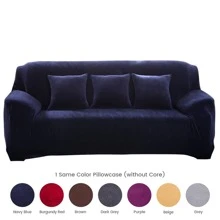 1/2/3/4 Seaters Sofa Covers Stretch Velvet Couch Covers Soft Sofa Slip Covers Furniture Covers - Màu xanh hải quân - Xem 3