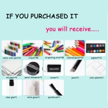 168支裝畫筆套裝兒童繪畫文具水彩筆蠟筆彩色鉛筆美術用品兒童禮品培訓班學校獎品 - 藍色 - 查看 4