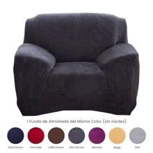 1/2/3/4 Seaters Sofa Covers Stretch Velvet Couch Covers Soft Sofa Slip Covers Furniture Covers - 深灰色 - 查看 1