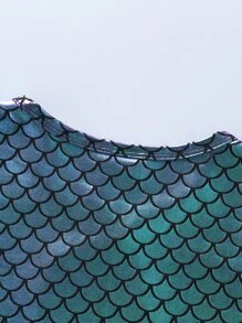 Young Girl Long Sleeve Mermaid Mesh Splicing Ombre Long Dress - Purple - View 8