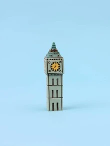 1pc Aquarium Accessories Vintage Clock Tower Micro Landscape Ornament For Fish Tank Decoration - Green - View 5