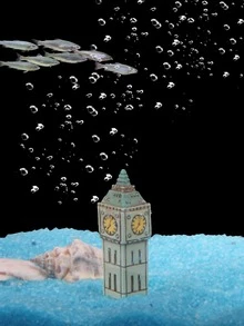 1pc Aquarium Accessories Vintage Clock Tower Micro Landscape Ornament For Fish Tank Decoration - Green - View 3