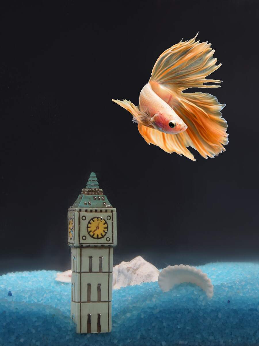 1pc Aquarium Accessories Vintage Clock Tower Micro Landscape Ornament For Fish Tank Decoration - Green - View 1