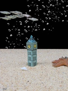 1pc Aquarium Accessories Vintage Clock Tower Micro Landscape Ornament For Fish Tank Decoration - Green - View 2