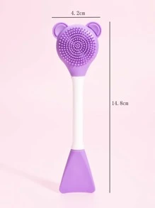 Silicone Two-Head Cleaning Facial Sheet Brush, 1pc Small Bear-Shaped Massage Face Cleaning Brush DIY Mud Film Apply Makeup Tool - Purple - View 7