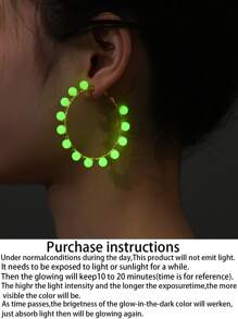 Glow In The Dark Ball Decor Hoop Earrings - Multicolor - View 1