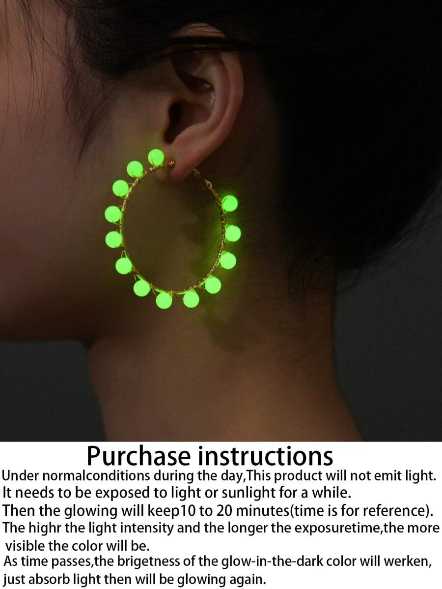 Glow In The Dark Ball Decor Hoop Earrings - Multicolor - View 1