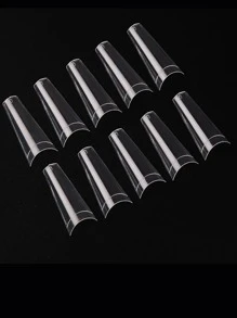 500Pcs Acrylic French Half False Nail Tips Coffin Flat C Curve Nail Art Transparent Fake Nails Tip UV Gel Manicure Supply Press On Nails Nail Supplies - Clear - View 2