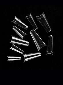 500Pcs Acrylic French Half False Nail Tips Coffin Flat C Curve Nail Art Transparent Fake Nails Tip UV Gel Manicure Supply Press On Nails Nail Supplies - Clear - View 3