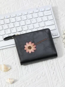Sunflower Pattern Bi-Fold Short Wallet Portable Cash White-Collar Workers For Female College Work Business Commute Office For Anniversary For Couple For Birthday Gift On Valentine Day Gift Gift For Women Wallet Purse Wallet Small Wallet