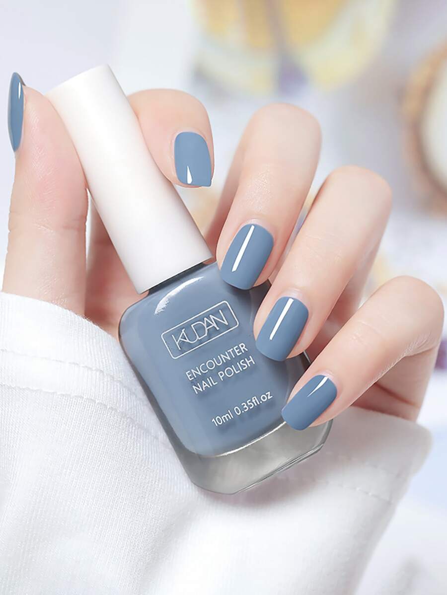 40色速干持久无味水性指甲油，无需烘烤，可撕拉，适合女性和女孩，情人节、万圣节、圣诞节最佳礼物 - 蓝色指甲油 - 霧霾藍 - 查看 1