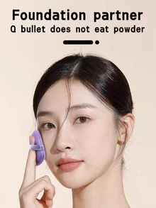 1入組紫色超柔軟三角粉撲，非食用粉撲定妝散粉，雙面多色 - 紫色 - 查看 3