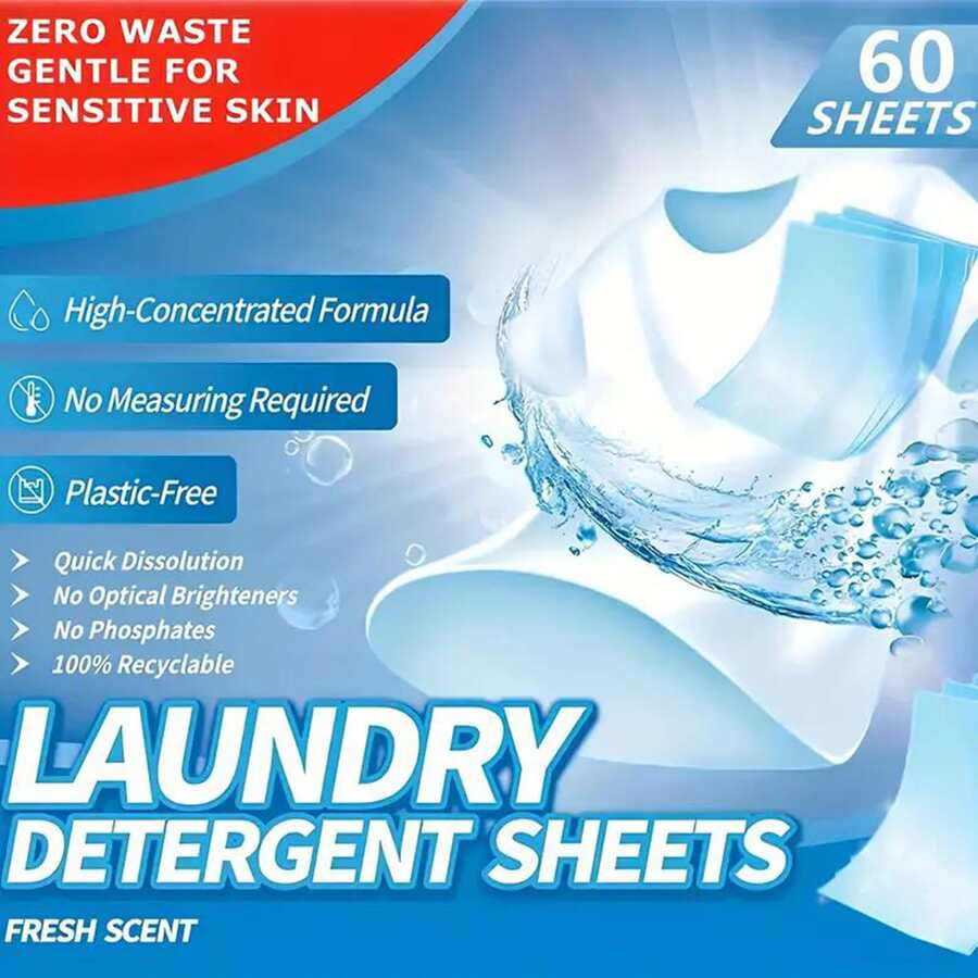 60pcs Laundry Detergent Sheet - White - View 1