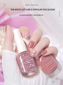 40色速干持久无味水性指甲油，无需烘烤，可撕拉，适合女性和女孩，情人节、万圣节、圣诞节最佳礼物 - 蓝色指甲油 - 霧霾藍 - 查看 3