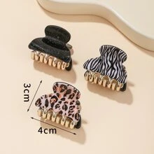 3pcs Women Leopard Print Hair Clip Set Casual Hair Claws Claw Clips Hair Clips Hair Jaw Clip Hair Clamps Hair Clutch Hair Catcher Clip Fall Winter Hair Accessories For Women For Vacation Outfits Woman - Multicolor - View 6