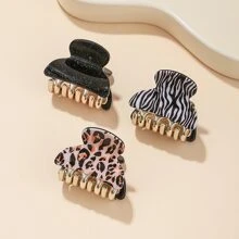 3pcs Women Leopard Print Hair Clip Set Casual Hair Claws Claw Clips Hair Clips Hair Jaw Clip Hair Clamps Hair Clutch Hair Catcher Clip Fall Winter Hair Accessories For Women For Vacation Outfits Woman - Multicolor - View 1