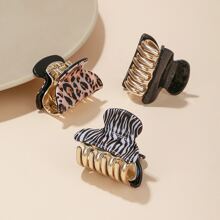 3pcs Women Leopard Print Hair Clip Set Casual Hair Claws Claw Clips Hair Clips Hair Jaw Clip Hair Clamps Hair Clutch Hair Catcher Clip Fall Winter Hair Accessories For Women For Vacation Outfits Woman - Multicolor - View 2