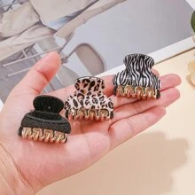 3pcs Women Leopard Print Hair Clip Set Casual Hair Claws Claw Clips Hair Clips Hair Jaw Clip Hair Clamps Hair Clutch Hair Catcher Clip Fall Winter Hair Accessories For Women For Vacation Outfits Woman - Multicolor - View 3