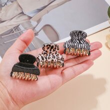 3pcs Women Leopard Print Hair Clip Set Casual Hair Claws Claw Clips Hair Clips Hair Jaw Clip Hair Clamps Hair Clutch Hair Catcher Clip Fall Winter Hair Accessories For Women For Vacation Outfits Woman - Multicolor - View 4