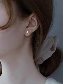 GAGAFEEL 1對優雅甜美 S925 純銀蝴蝶耳環微鑲方晶鋯石女式耳釘，送給女朋友或閨蜜禮物 - 銀色 - 查看 3