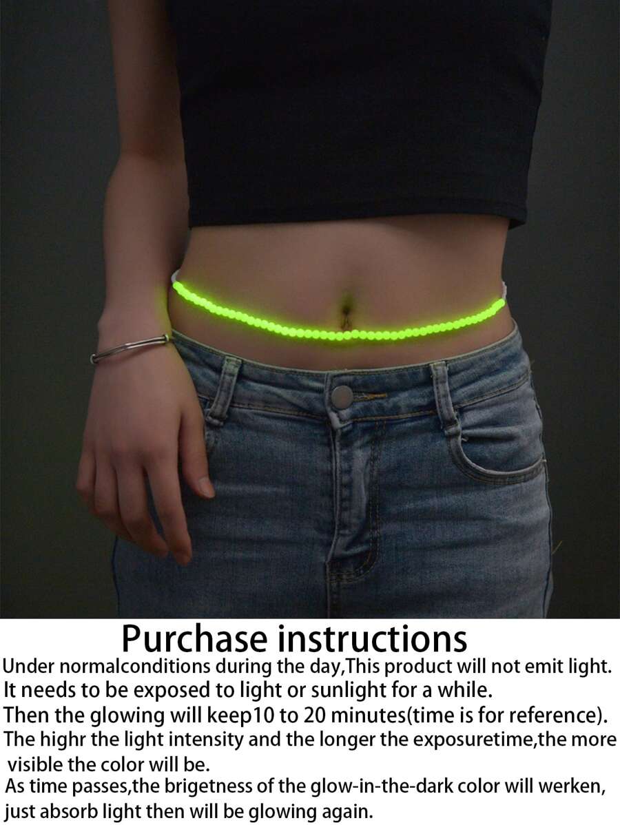 1入組前衛夜光串珠腰鏈適合女士日常裝飾 - 彩色 - 查看 1