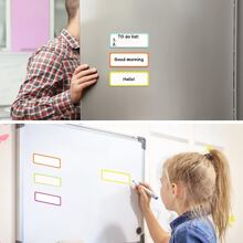 54入組磁性幹擦標籤姓名盤子標籤靈活可重複使用熒光色姓名貼紙彩虹邊框適用於冰箱工藝學校辦公室顏色 - 彩色 - 查看 9