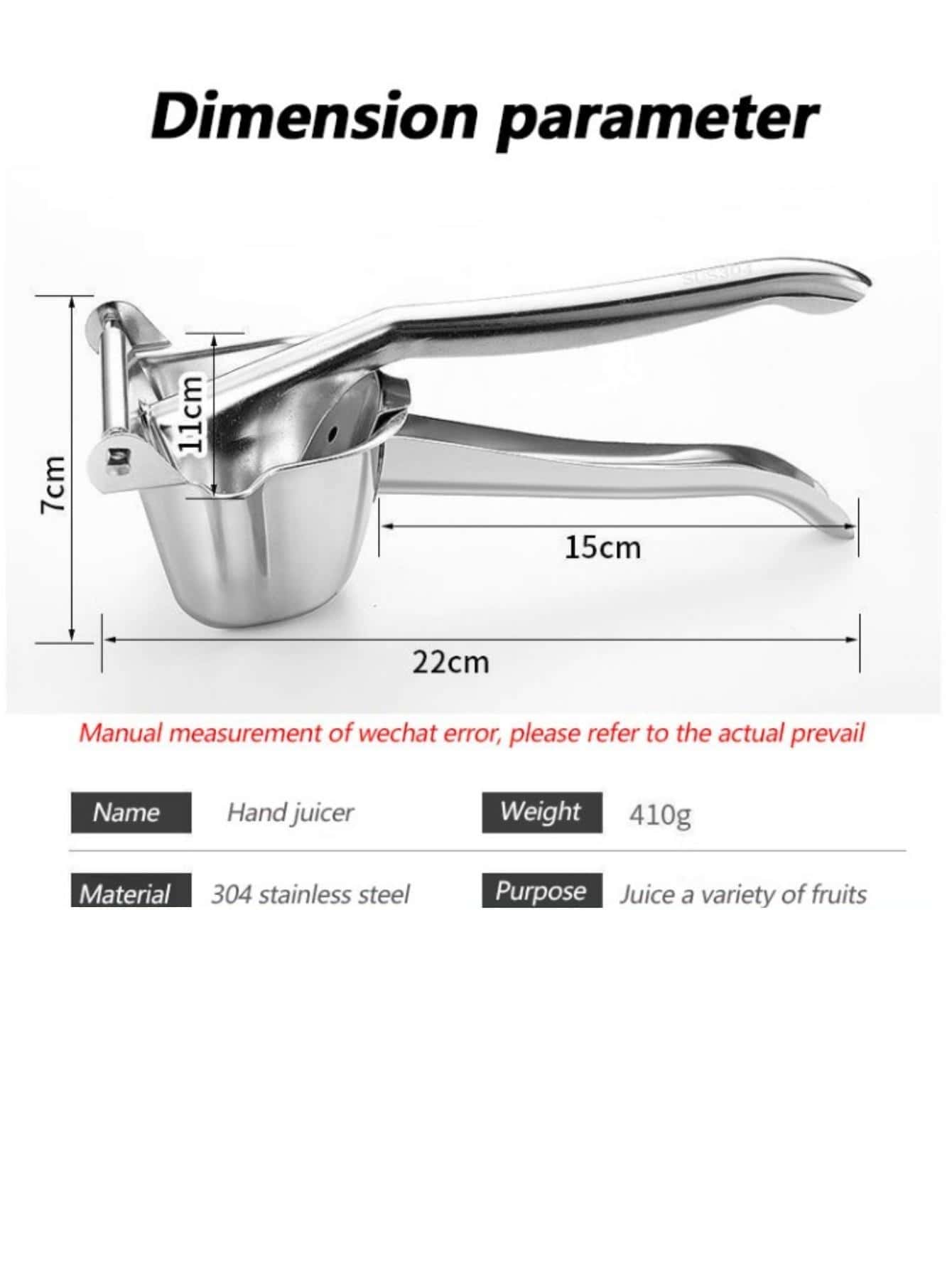 Stainless Steel Lemon Squeezer Heavy Duty Hand Juicer Manual Fruit