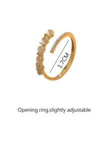 1 Miếng Thiết kế độc nhất Phong cách tối giản Micro-Inlaid Khối Zirconia  & Mắt mèo đá Nhẫn - Vàng - Xem 6