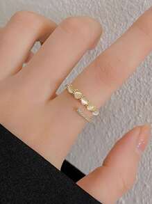 1 Miếng Thiết kế độc nhất Phong cách tối giản Micro-Inlaid Khối Zirconia  & Mắt mèo đá Nhẫn - Vàng - Xem 4