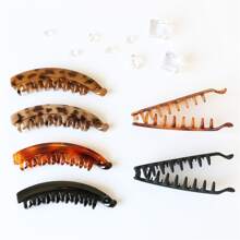 1入塑料香蕉夾髮夾，短尾巴韓式簡約花紋，耐用且具時尚波西米亞風格