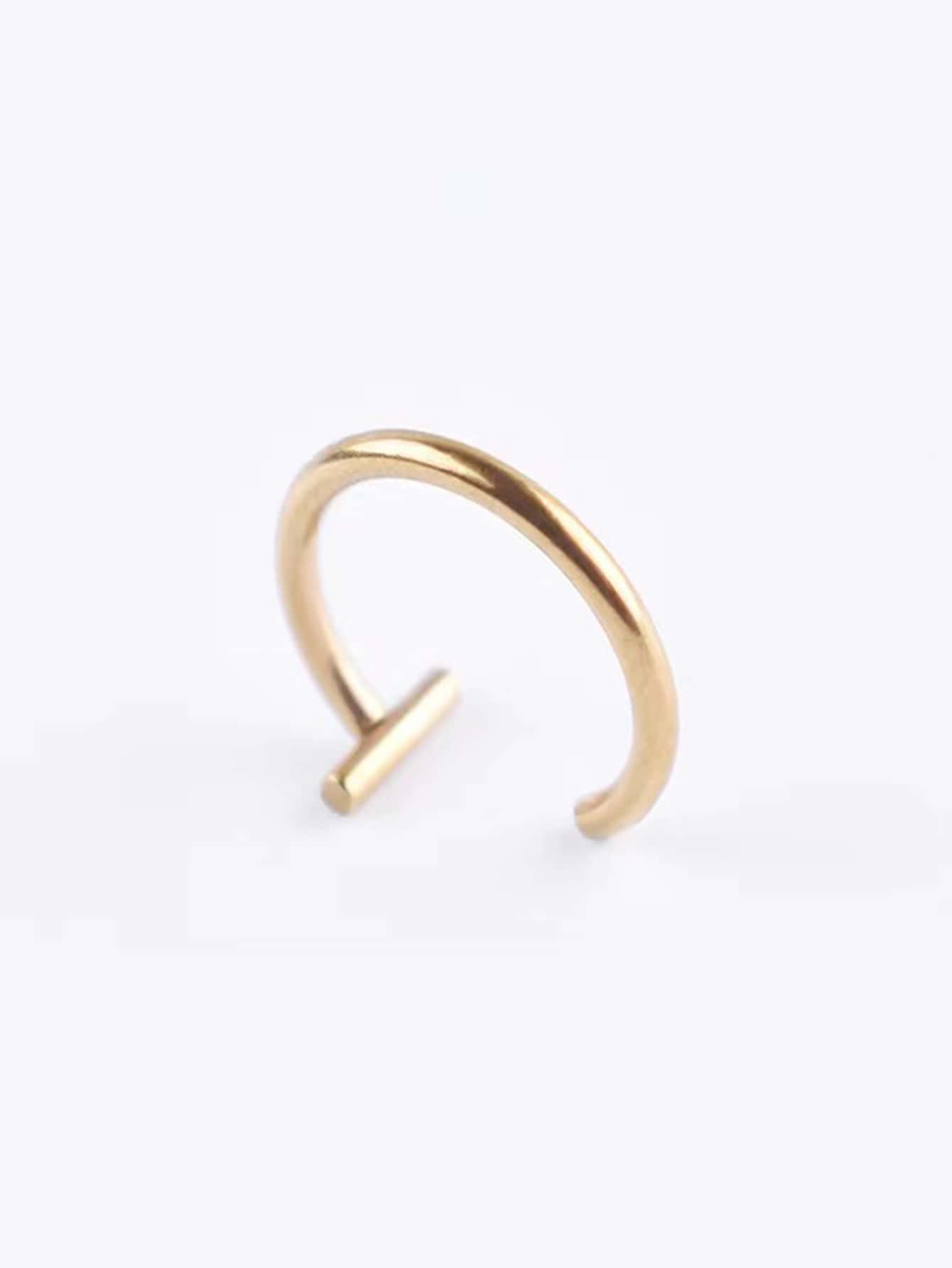 受歡迎簡約風唇部&鼻釘耳環在歐美 - 金黃色 - 查看 1