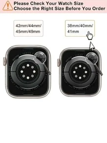 Apple Watch錶帶適用於系列1/2/3/4/5/6/7/8,單環形金屬亮絲情侶手錶帶適用於38mm/40mm/41mm/42mm/44mm/45mm - 粉色 - 查看 3